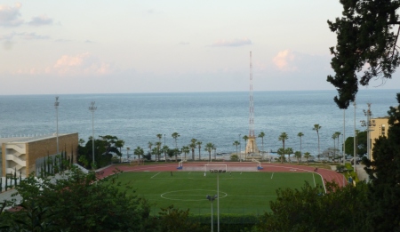 American University of Beirut's football field overlooks the Med.